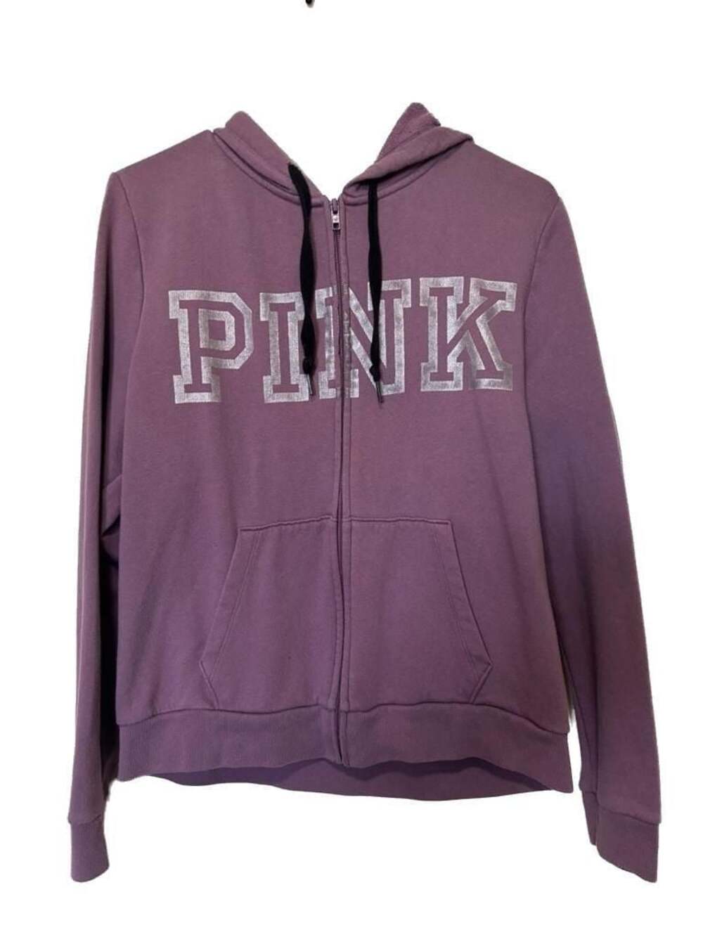 Victoria's Secret PINK Purple Full-Zip Hoodie with Silver Metallic Logo